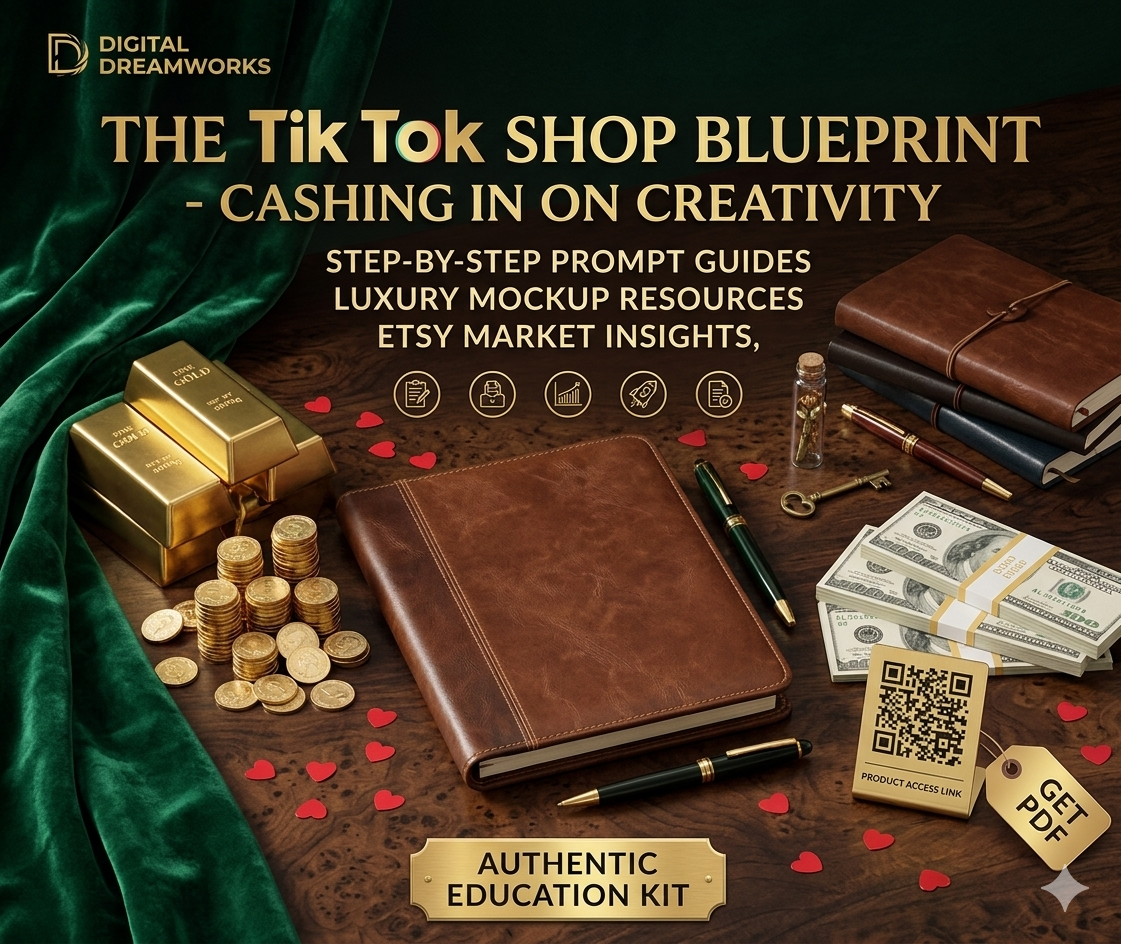 Digital product mockup for The TikTok Shop Blueprint, a guide dedicated to cashing in on creativity for online business success.