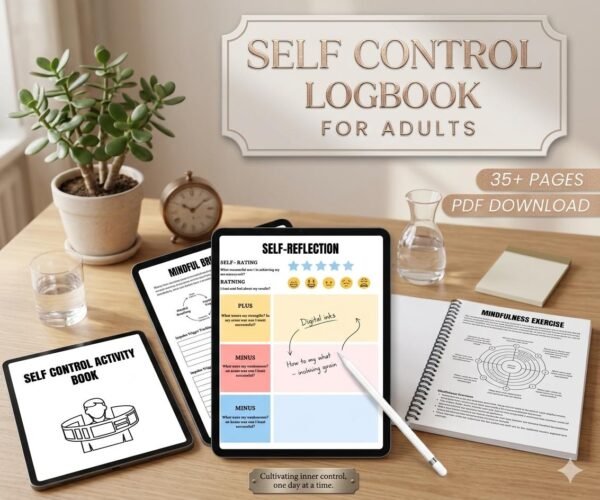 Self Control Logbook Printable PDF, Daily Habit Tracker for Emotional Regulation and Discipline