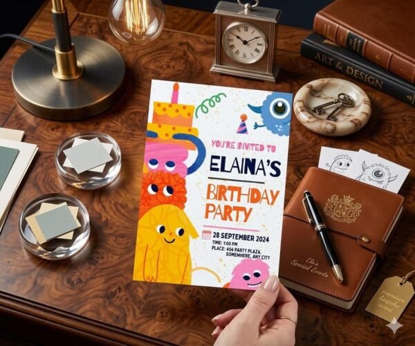 Monster Birthday Invitation Template, Colorful Playful Monster Kid Party Invites