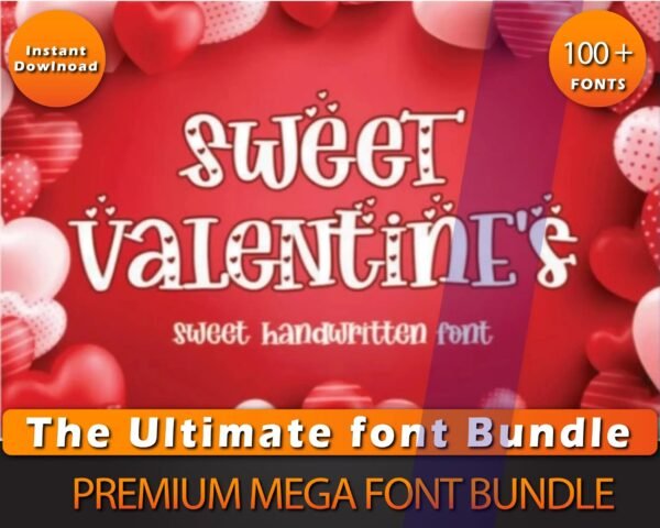 Sweet Handwritten Font Bundle, 100+ Premium Valentine Fonts